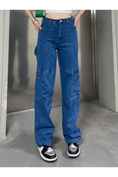 Touz Blue Bandolier Pocket Detail Cargo Trousers