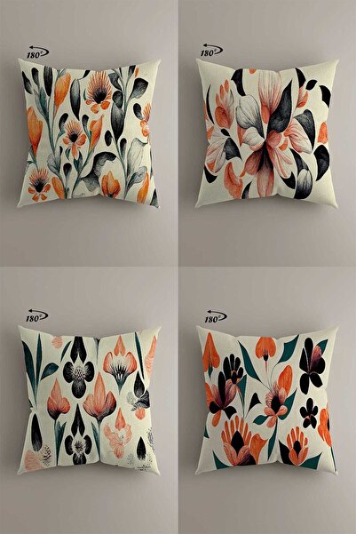 LadiesHome تصميم ديكور حديث مزدوج الجوانب مطبوع رقميًا مكون من 4 أغطية وسائد ...
