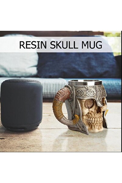 hediyeconcepti Paslanmaz Çelik Kupa Kafatası Viking Bira Kahve Içme Bardağı