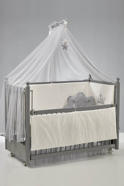 Meltem Smart Mondo Anne Yanı Ahşap Sallanır Beşik 60x120 cm (gri-motto gri)