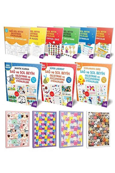 Halk Kitabevi مجموعة كتب الدماغ الأيمن والأيسر مكونة من 9 قطع و4 دفاتر ملاحظات-2