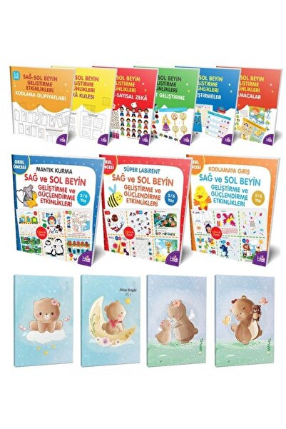 Halk Kitabevi مجموعة كتب الدماغ الأيمن والأيسر مكونة من 9 قطع و4 دفاتر ملاحظات-4