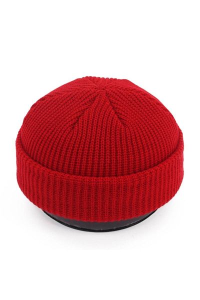 Rupen Kraft Solid Color Brimless Short Skullcap Beret Red