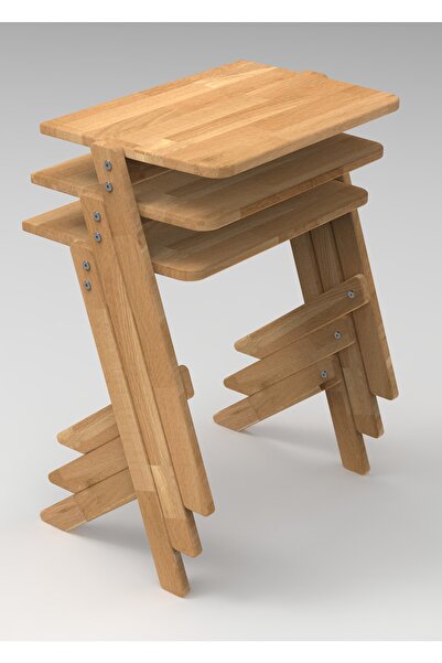 Merhaba Mobilya - Lamda Zigon Sehpa 3 Lü ( Masif Ahşap )