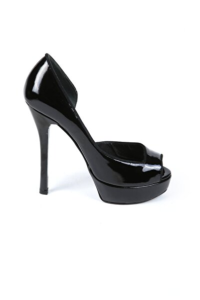 CANES AYAKKABI Kadın Siyah Rugan Dekolte Ayakkabı