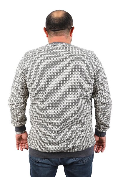 MocGrande Ανδρικό φούτερ με λαιμόκοψη μεγάλου μεγέθους 22715-ανθρακί