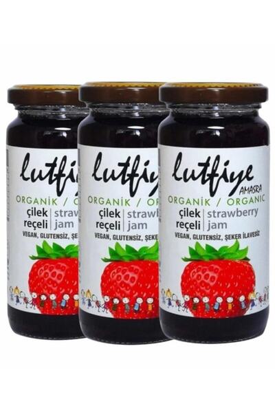 LUTFİYE AMASRA Lutfiye Vegan Organik Çilek Reçeli 280 gr X 3