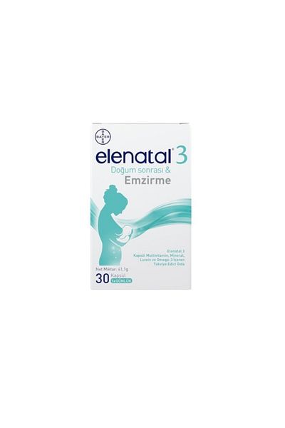 Elenatal Elenatal3 - Multivitamin and Mineral Omega-3 Food Supplement 30 Capsules