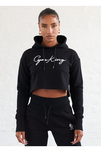 MJORA Black Tiered Crop Sweatshirt