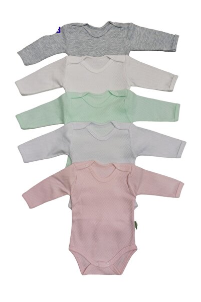 bebedino Long Sleeve Snap-on Badi Crew Neck Body Breathable Fabric Solid Colo...