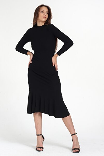 KİM Kİ O Rochie midi cu volan cu fustă neagră de damă