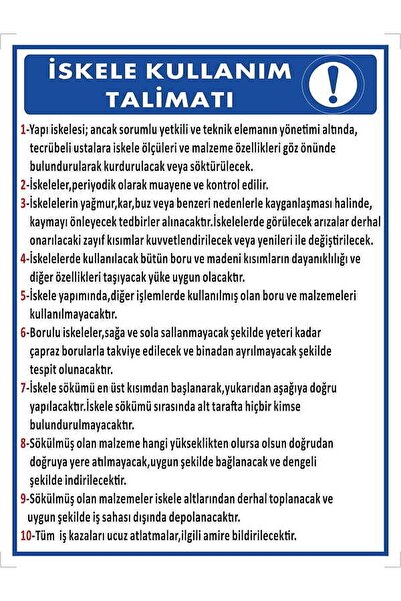 Emek İkaz Levhaları Scaffolding Instruction Warning/Warning Sign