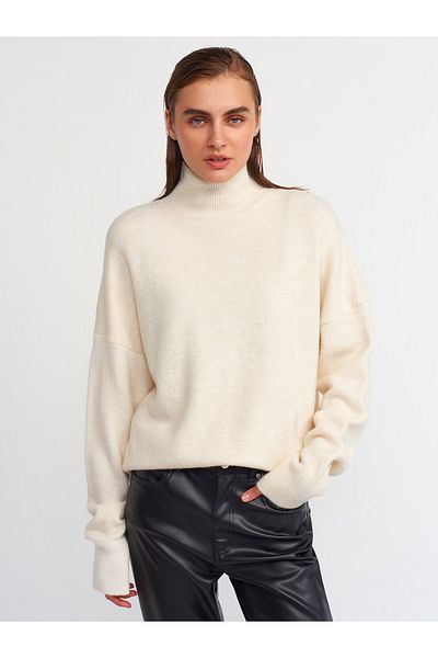 Dilvin 10121 Pulover Half Fisherman-crem