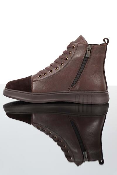 Konfores Ανδρικές αθλητικές μπότες 1352 Ανατομική σόλα από γνήσιο δέρμα με φερμουάρ