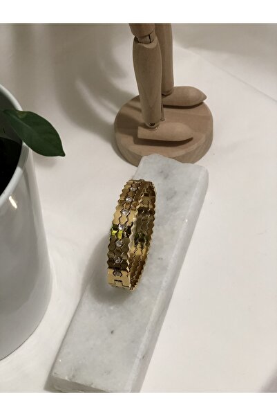 stainles steel Taşlı Zigzag Bilezik