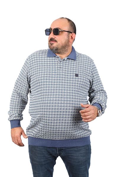 Starbattal Ανδρικό φούτερ μεγάλου μεγέθους Polo Neck 22714-indigo