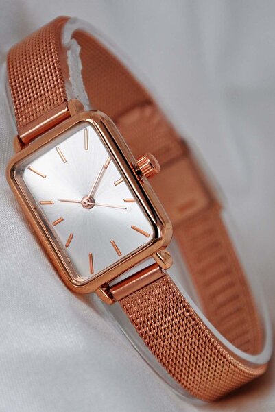 sonsuzsaat Vintage Retro Kadın Kol Saati Beyaz Kadran Bakır Renk Hasır Kordon...