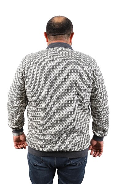 Starbattal Plus Size Men's Sweatshirt Polo Collar 22714-anthracite