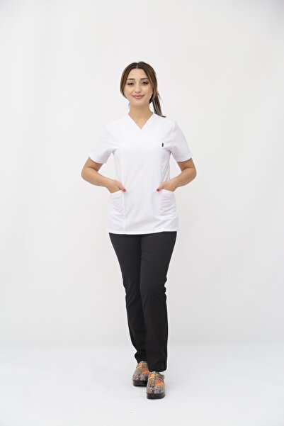 Ehil White Doctor/Nurse Uniform Alpaca Fabric Suit Uniform