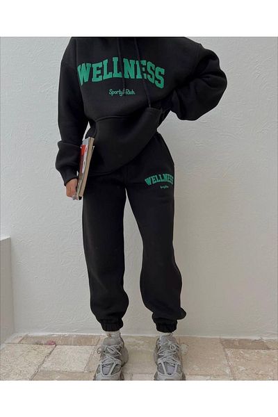 BE QUEEN Hooded Wellness Printed Full Winter Oversize 100% Cotton Young γυναικεία αθλητική φόρμα