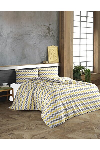 Vip Home Concept Yellow Grey Zigzag - Set de lenjerie de pat din bumbac Ranfo...