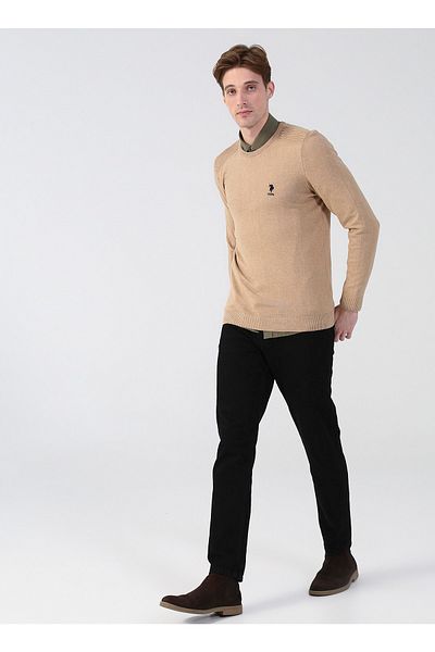 U.S. Polo Assn. Ανδρικό πουλόβερ Crew Neck Tan Td01-bsk22