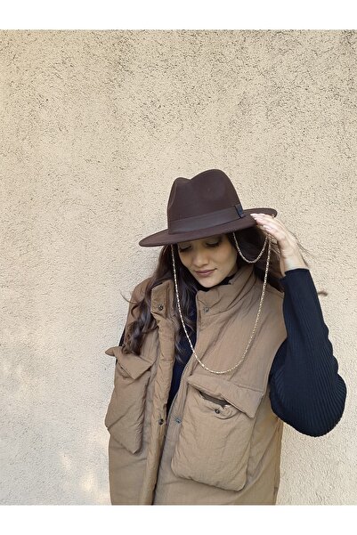 laviyonsa Cowboy filc Fedora sapka levehető lánctartozékkal