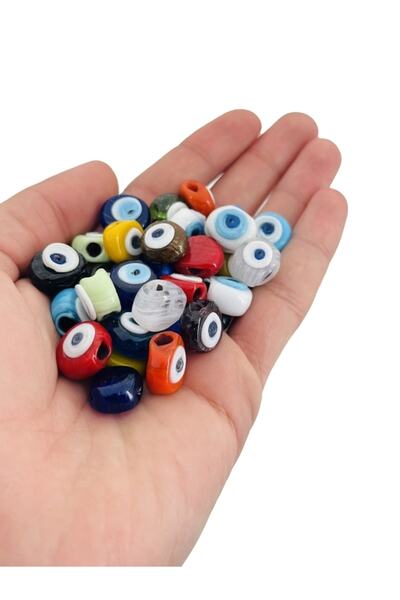 Selvi Konsept Danagöz Cam Nazar Boncuğu Küçük Boy 1,5 Cm Karışık Renkli 10 Adet