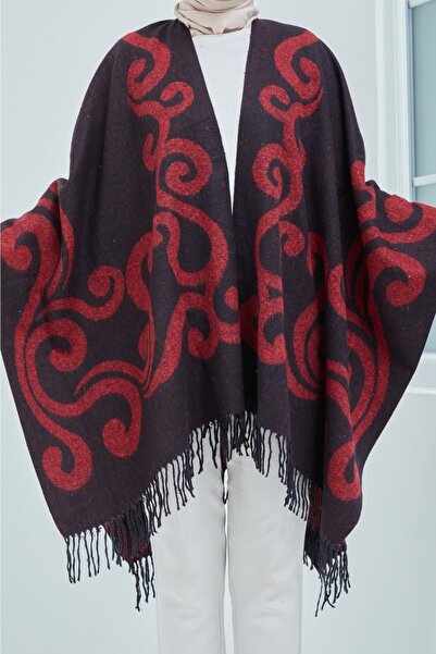 FORUM Hep Trend Kadın Çift Taraflı Saçaklı Omuz Şalı Panço