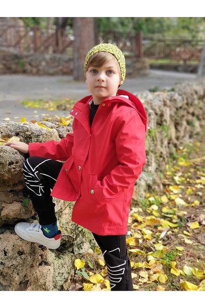 Aslı Türkoğlu Red Side Pocket Children's Raincoat