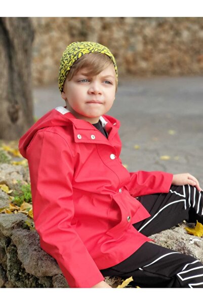 Aslı Türkoğlu Red Side Pocket Children's Raincoat