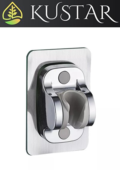 KUSTAR Krom Kendinden Yapışkanlı 15 Kg Taşıyabilen Nano Duş Başlığı Askısı Mafsal Kolay Temiz Kurulum