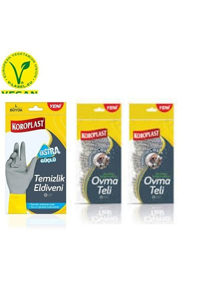 Koroplast Extra Strong Cleaning Gloves 1 Piece New Scouring Wire 2 Pieces