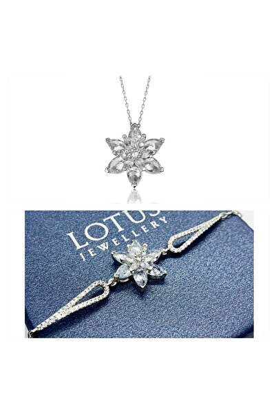 LOTUS JW Lotus Çiçeği Bileklik Ve Kolye Seti | 925 Ayar Gümüş Set