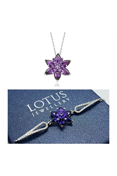 LOTUS JW Lotus Çiçeği Bileklik Ve Kolye Seti | 925 Ayar Gümüş Set