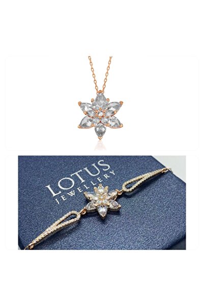 LOTUS JW Lotus Çiçeği Bileklik Ve Kolye Seti | 925 Ayar Gümüş Set