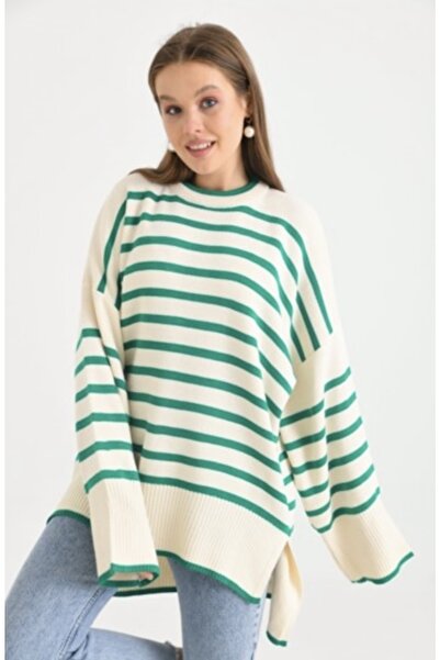 YILMAZBARMAZ Pulover oversize tricot cu dungi pentru damă