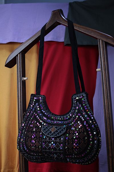 to COSMOS Patterned Sequin Embroidered 100% Cotton Bag