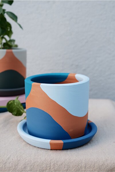 fidayy Terracotta Saksi Mavinin Tonları Minik 9.5x8cm