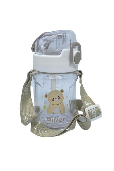 DILLER 400ml Animal Pattern Tritan Water Bottle with Straw and Hanger