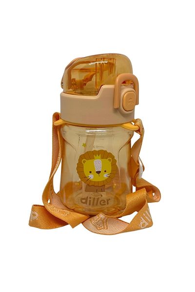 DILLER 400ml Animal Pattern Tritan Water Bottle with Straw and Hanger