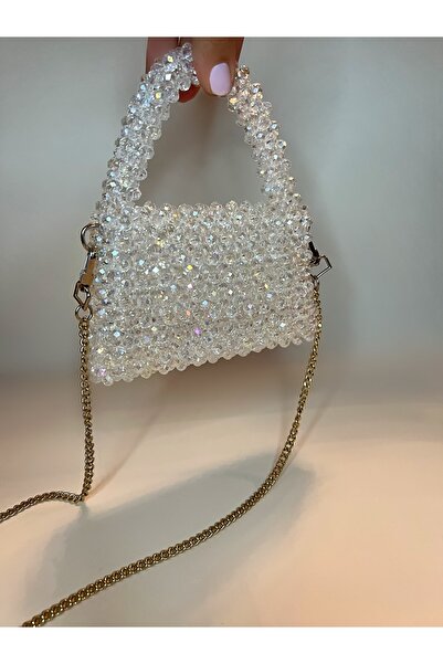 Jasmine Crystal Bag Dámská večerní kabelka s diamantovým bílým křišťálovým korálkem Jasmine na ruku a rameno