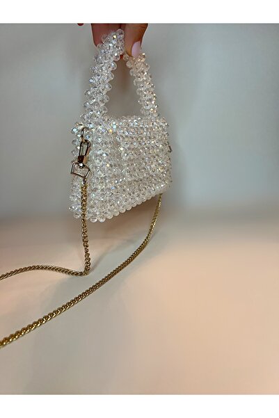 Jasmine Crystal Bag Dámská večerní kabelka s diamantovým bílým křišťálovým korálkem Jasmine na ruku a rameno