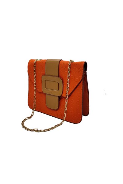 ELNES GROUP Kadın Turuncu Kemer Detaylı Omuz Çanta