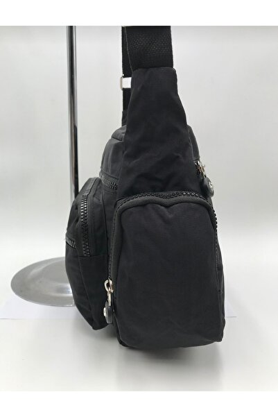 DUOMİNO Clinker Water Resistant Black Crinkle Shoulder Bag / Postman / Crossbody / Multi-Pocket