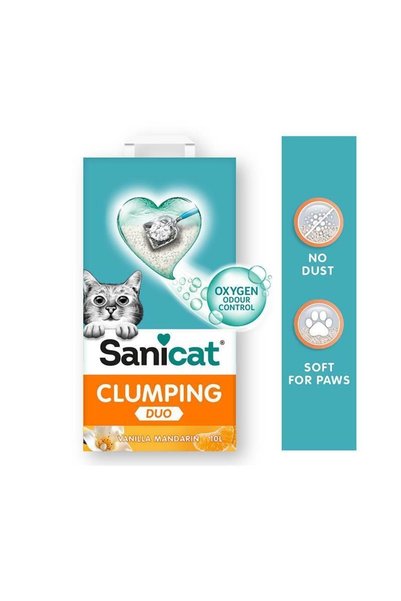 Sanicat Duo Vanilya Ve Mandalin Kokulu Doğal Kedi Kumu 2x10lt