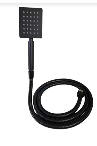 EmirYapıDekarasyon 2 Li Set Siyah Metal Duş Başlığı +duş Hortumu