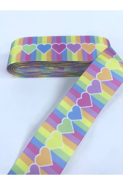 Hobigram Κίτρινο ροζ μπλε καρδιά μοτίβο Grosgrain κορδέλα 1 μέτρο Τιμή – Κορδέλα, Κομψό Σχέδιο – Κορδέλα