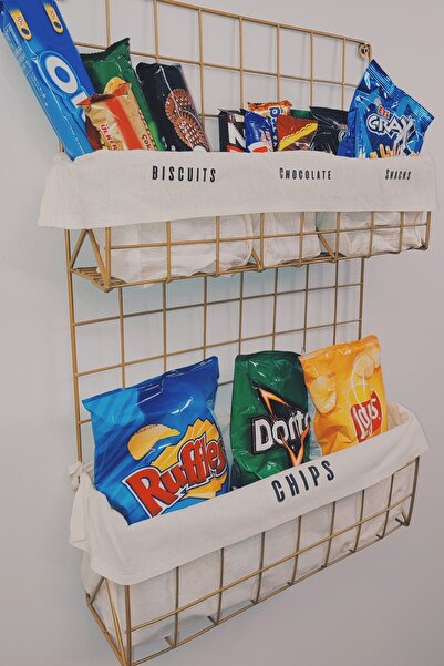 Genel Markalar Çok Amaçlı Düzenleyici Tel Mutfak Sepeti Tekstilli Baskılı Gol...