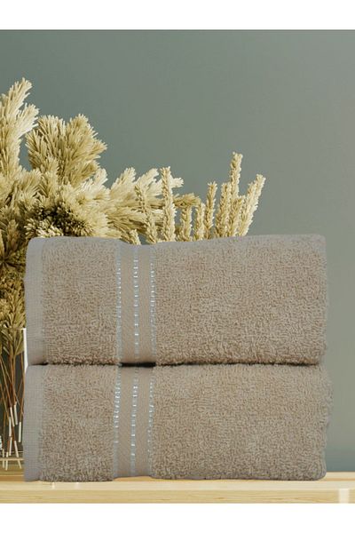 Şelale Δοχείο 2 τεμαχίων Extra Soft, Water Absorbent 50x85 Ανοιχτό καφέ Σετ πετσετών χεριών/προσώπου/κεφαλιού 300 γραμμάρια